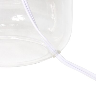 Simple Designs Glass Table Lamp Fabric Shade, Clear with White Shade (LT2064-CLW)