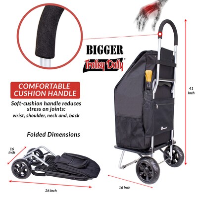 Trolley Dolly Bigger Folding Hand Truck, 200 lb. Capacity, Black (01-562)