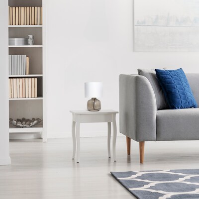 Creekwood Home Round Modern Glass 13.75" LED Table Lamp, Smoke/White (CWT-1015-SW)