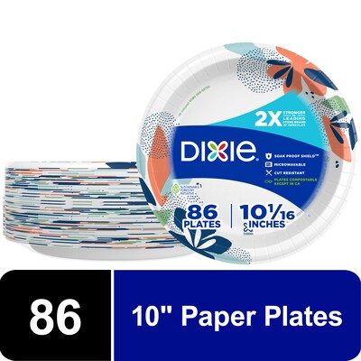Dixie 10 Paper Plates, White, 86 Plates/Pack, 3/Packs (15740)