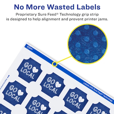 Avery Square Scalloped Laser/Inkjet Multipurpose Labels, 1-5/8" x 1-5/8", White, 1000 Labels/Box (94110)