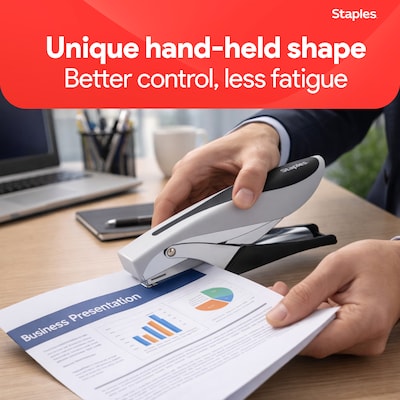 Staples Deluxe Heavy-Duty Handheld Stapling Pliers, 20-Sheet Capacity, Black/Gray (24546/17584)