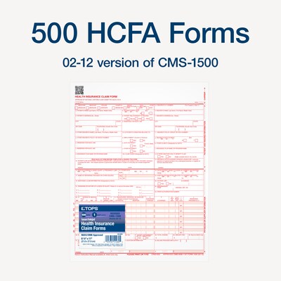 TOPS CMS-1500 Health Insurance Claims, 500/Pack (TOP 50126RV)