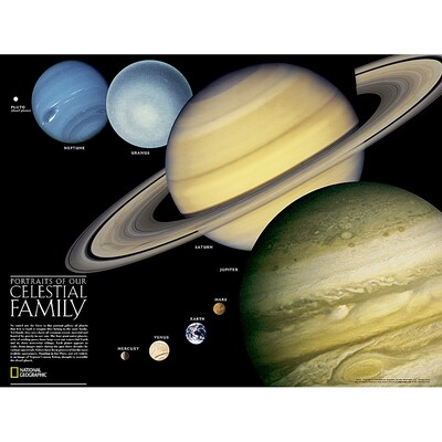 National Geographic The Solar System: 2-Sided Map, Laminated, 24.25 x 18.25 (NGMRE00620138)