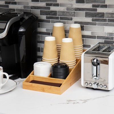 Mind Reader Coffee Condiment and Accessories Organizer, 7 Compartments, Brown (BMCOMP7-BRN)