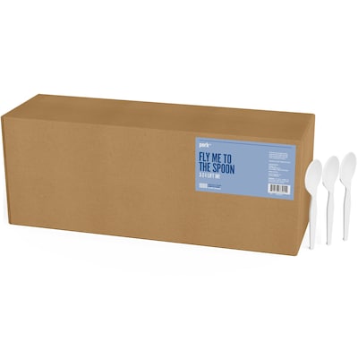 Perk™ Polystyrene Spoon, Medium-Weight, White, 1000/Pack (PK56396)