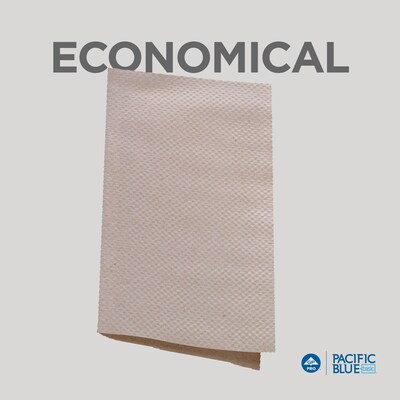 Pacific Blue Basic Recycled Single Fold Paper Towels, 1-ply, Brown, 250 Sheets/Pack, 16 Packs/Carton (23504)