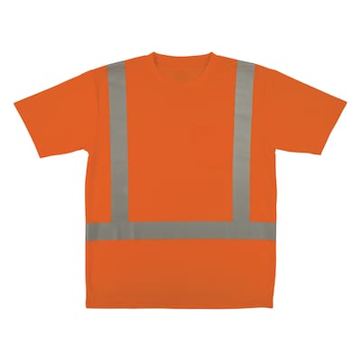 GloWear 8282 High Visibility Short Sleeve T-Shirt, ANSI Type R Class 2, Orange, X-Small (21851)