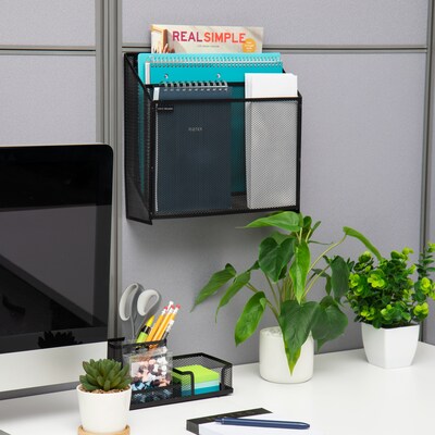 Mind Reader 3-Pocket Metal Mesh Mountable Wall File, Letter Size, Black (WAFIST3-BLK)