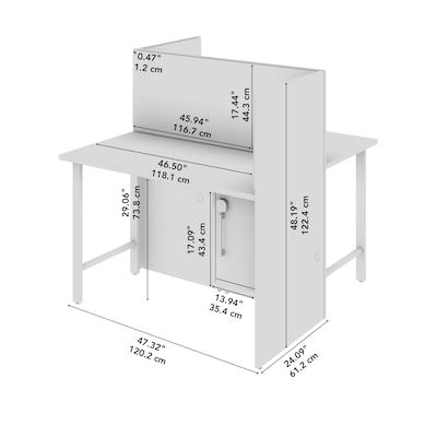 Bush Business Furniture Hustle 48"W 2 Person Back to Back Cubicle Panel Workstation, White/Natural Elm (HUS020WHNE)