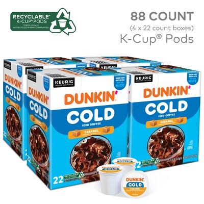 Dunkin Cold Caramel Iced Coffee Keurig® K-Cup® Pods, Medium Dark Roast, 88/Carton (5000375314CT)