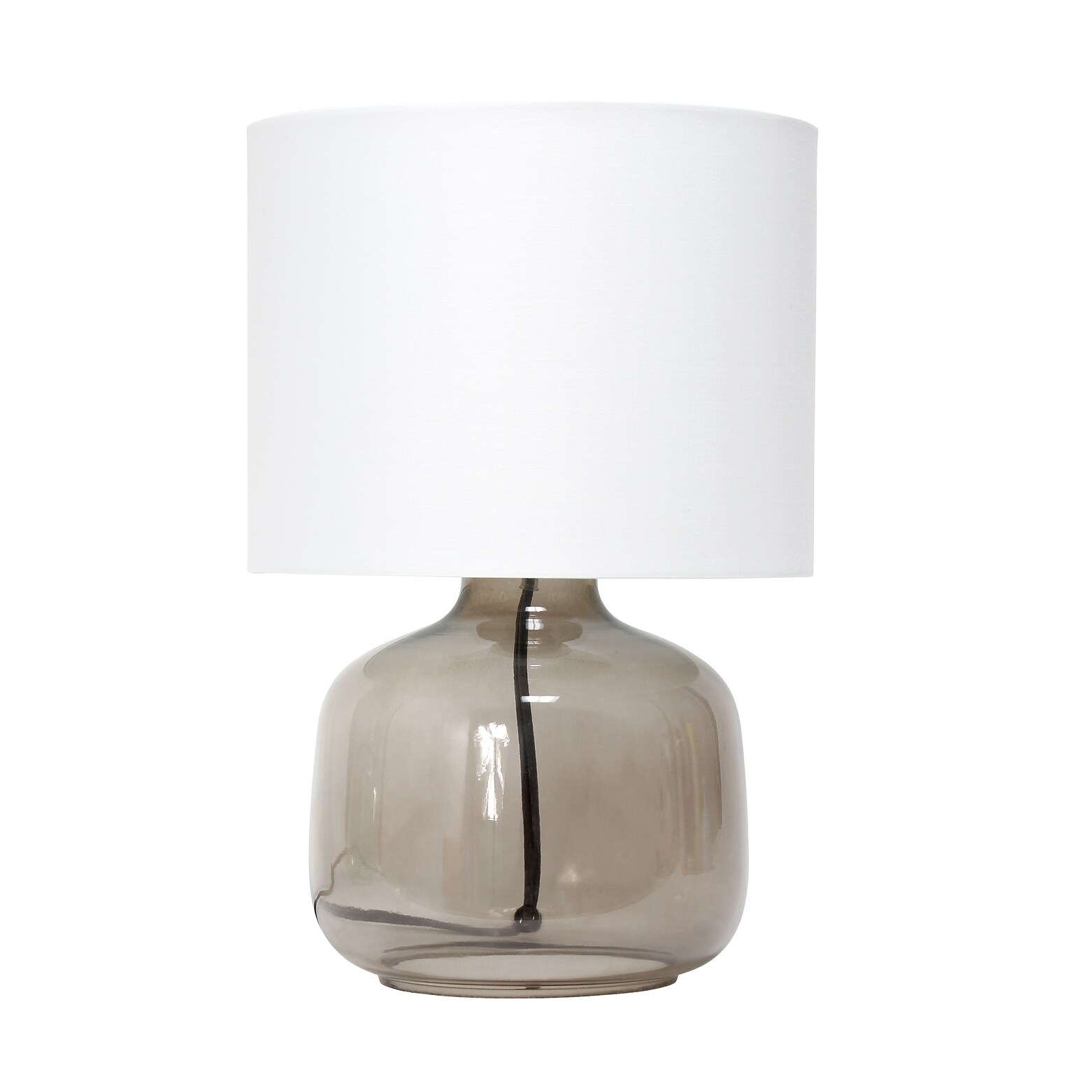 Creekwood Home Round Modern Glass 13.75 LED Table Lamp, Smoke/White (CWT-1015-SW)