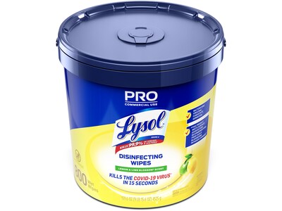 Lysol Pro Disinfecting Wipes, Lemon & Lime Blossom Scent, 800 Wipes/Canister, 2 Canisters/Carton (19200-99856CT)