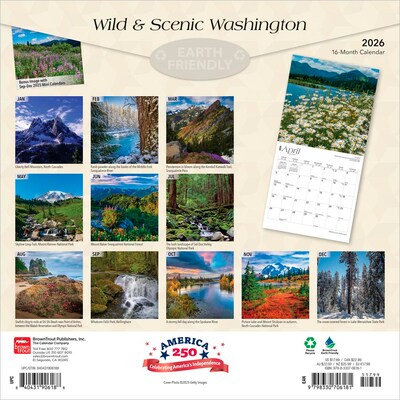2026 BrownTrout Washington Wild & Scenic 12 x 12 Monthly Wall Calendar (9798330706181)