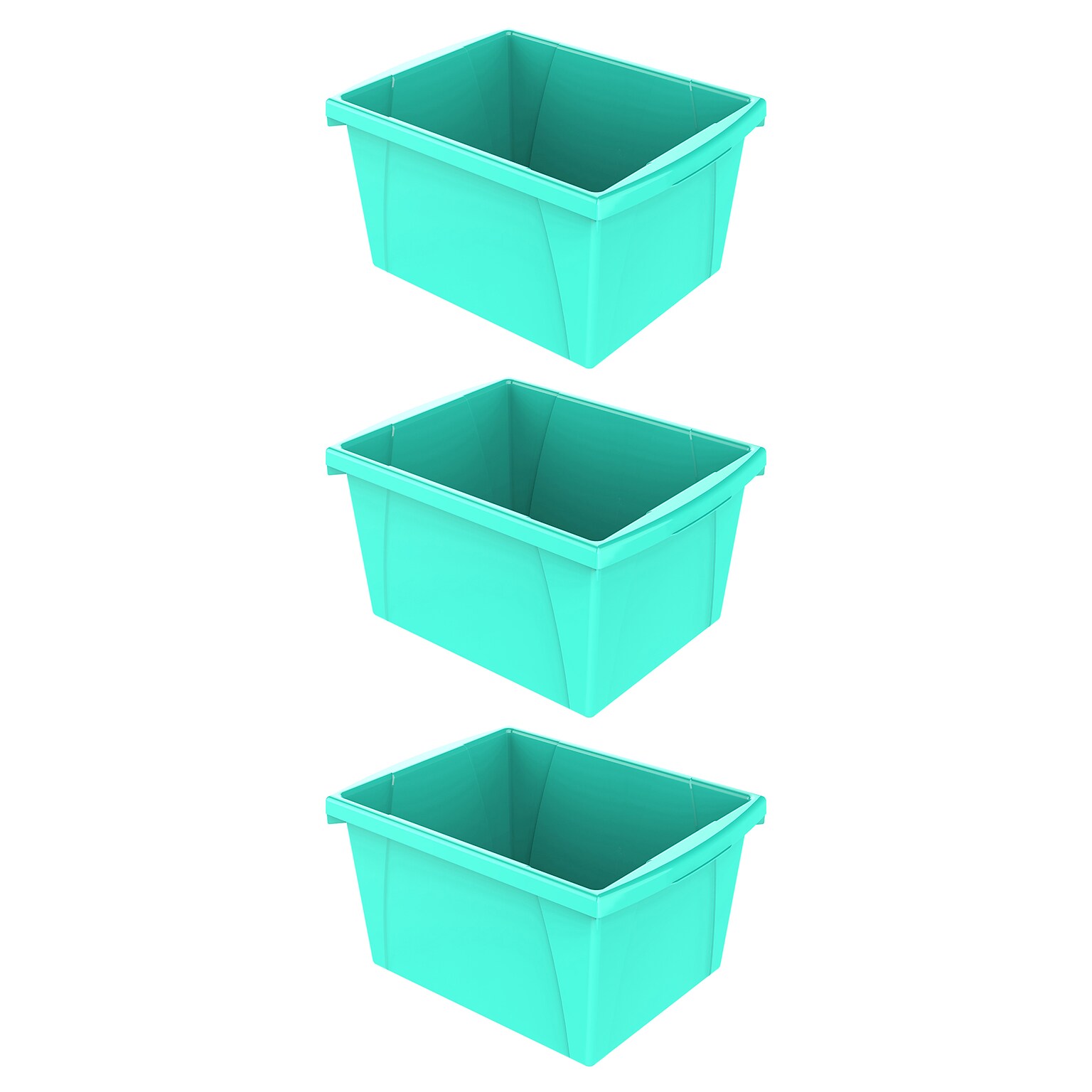 Storex Polypropylene/PP 4 Gallon Classroom Storage Bin, 7.9 x 11.3 x 13.6, Teal, 3/Bundle (STX61477U06C-3)