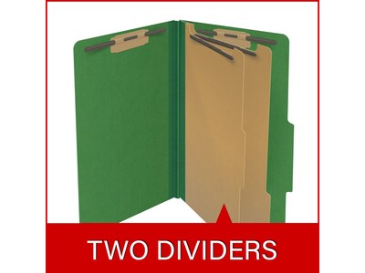 Medical Arts Press Pressboard Classification Folder, 2 Dividers, 2" Expansion, Legal Size, Moss Green, 10/Box