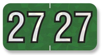 Medical Arts Press Holographic 2027 Year Labels, 3/4 x 1-1/2, Green, 500/Roll