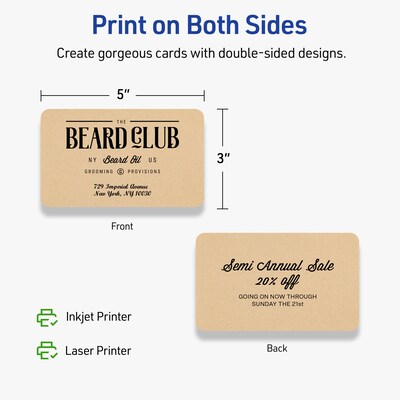 Avery Matte General Use Blank Cards, Kraft Brown, 75/Pack (95338)