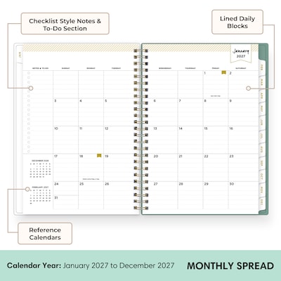 2027 Blue Sky Day Designer 5.875" x 8.625" Weekly & Monthly Planner, Graceful Green (161651)