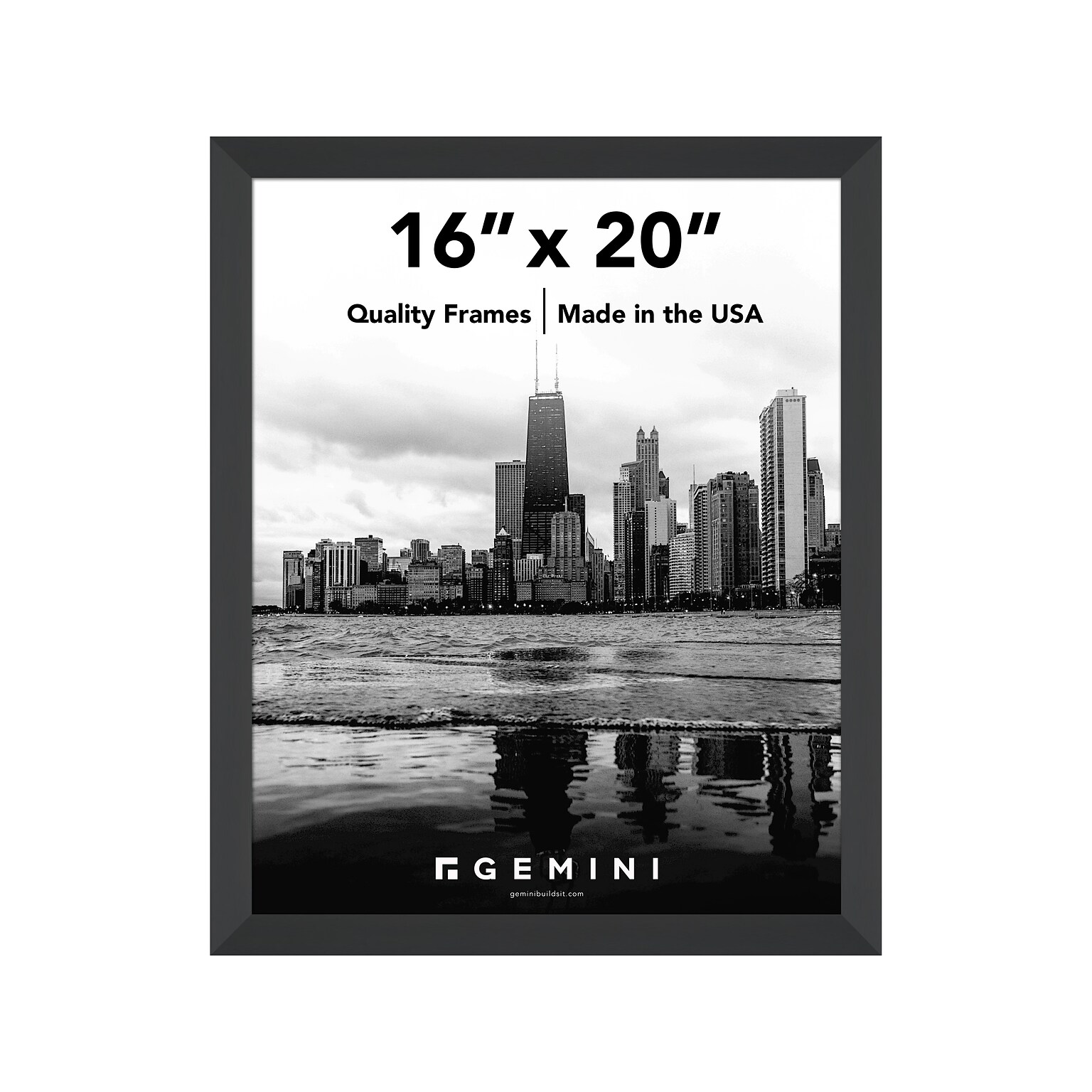 Gemini 16 x 20 Wood Picture Frame, Matte Black (G2905)