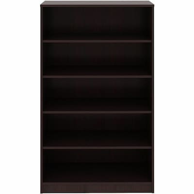 Lorell Essentials 60 5-Shelf Bookcase with Adjustable-Shelves, Espresso Laminate (LLR18250)