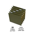 Quill Brand® Reinforced 5-Tab Box Bottom Hanging File Folders, 1 Expansion, Letter Size, Dark Green