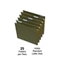 Quill Brand® Reinforced 5-Tab Box Bottom Hanging File Folders, 1" Expansion, Letter Size, Dark Green, 25/Box (730050)