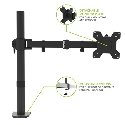 Kanto Height Adjustable Desktop Arm Single Monitor Stand for 17" - 34" Monitors, Black (DML1000)