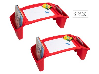 Mind Reader 10.75 x 22.25 Plastic Kids Lap Desk Activity Tray, Red, 2/Pack (2KIDLAP-RED)