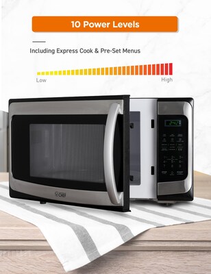 Commercial Chef 1.1 Cu. Ft. Countertop Microwave, Black with Stainless Steel (CHM11MS)