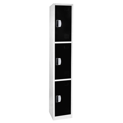 AdirOffice 72"H 3-Tier Black Storage Locker (ADI629-203-BLK-DL)
