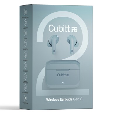 Cubitt Gen 2 Wireless Active Noise Canceling Earbuds, Bluetooth, Blue (CTEG2-2)