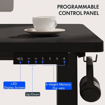 FlexiSpot E2 42''W Electric Adjustable Standing Desk, Black (E2B4224B)