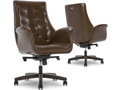Thomasville Furniture Brooks Ergonomic Bonded Leather Swivel Executive Chair, Brown (51493-BRN)