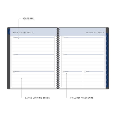 2027 Blue Sky Passages 8.5 x 11 Calendar Year Weekly & Monthly Standard Planner, Plastic Cover, Charcoal (100008-27)