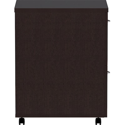Lorell Essentials 2-Drawer Mobile Vertical File Cabinet, Letter/Legal Size, Lockable, 28.3"H x 16"W x 22"D, Espresso/Silver