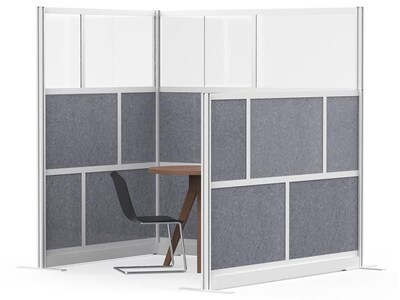 Luxor Modular Room Divider Starter Wall, 48"H x 70"W, Gray PET/Frosted Acrylic (MW-7048-FCG)