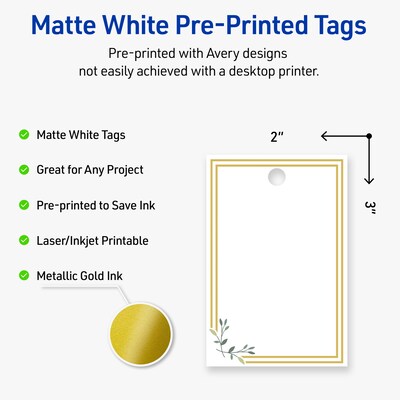 Avery  3 Blank Price & Merchandise Tags, White, 80/Carton (S00-DN0-PRMWT10)