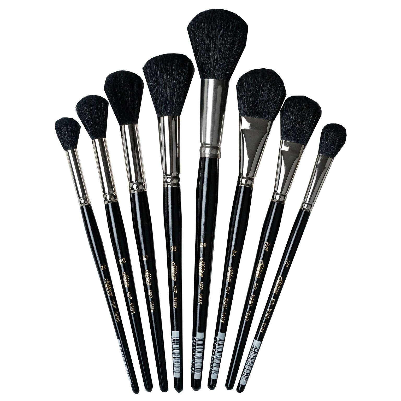 Silver Brush Silver Mops Round and Oval Brushes, 8/Pack (SLVMP5665)