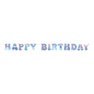Party City Happy Birthday Letter Banner, Iridescent Pastel (AM121070)
