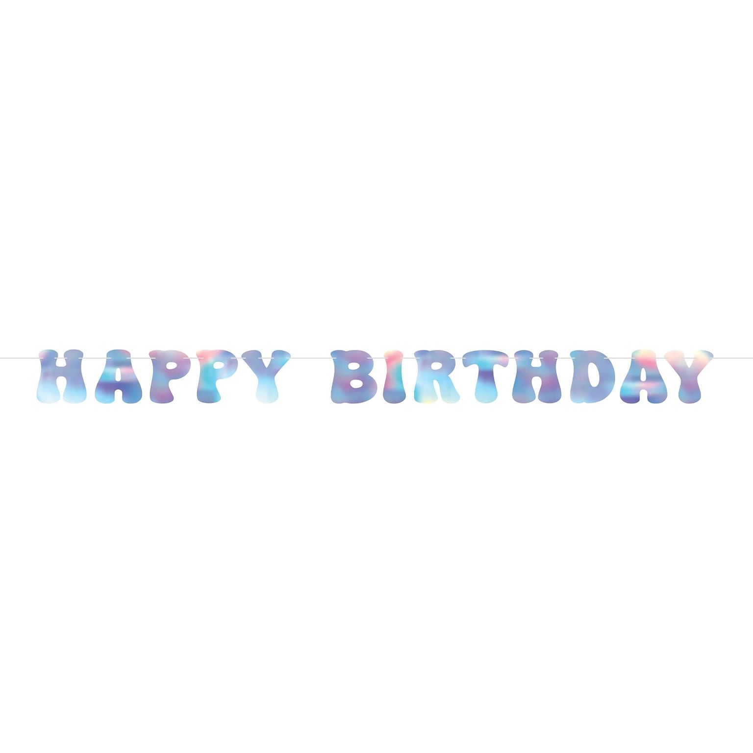 Party City Happy Birthday Letter Banner, Iridescent Pastel (AM121070)