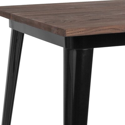 Flash Furniture Metal/Wood Restaurant Bar Table, 42"H, Black (CH5104040M1BK)