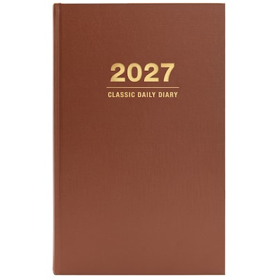 2027 Excello Brands 9 x 12.8 Daily Standard Planner, Paperboard Cover, Brown (CD812-CY27-BN)