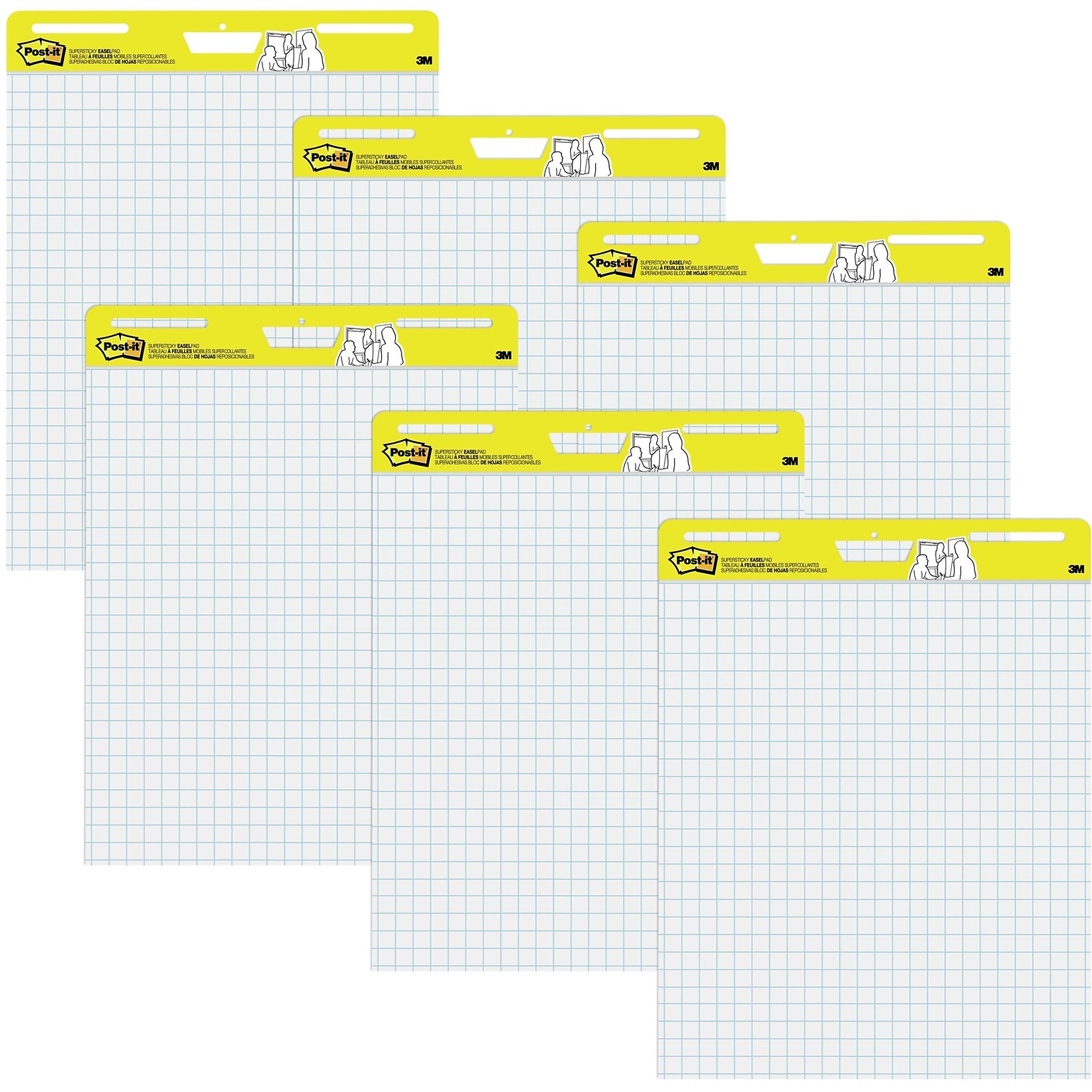 Post-it Super Sticky Wall Easel Pad, 25 x 30, Grid Lined, 30 Sheets/Pad, 6 Pads/Pack (560 VAD 6PK)