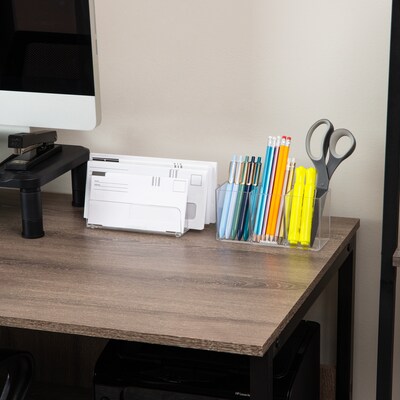 Mind Reader 3-Compartment Plastic Pen and Accessories Holder, Clear (COMPY-CLR)