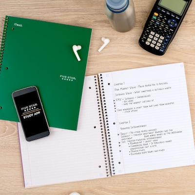 Five Star Wirebound Notebook, 1-Subject Notebook, 8.5" x 11", College Ruled, 100 Sheets, Green (72055)