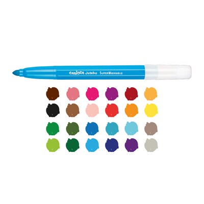 CARIOCA Jumbo Washable Kids Markers, Bullet Tip, Assorted Colors, 50/Set (CRA42312)