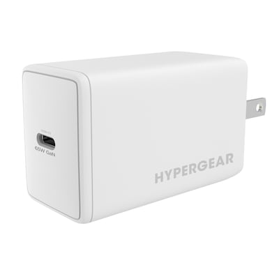 HyperGear SpeedBoost 65W USB-C PD GaN Laptop Wall Charger with PPS, White (15876)