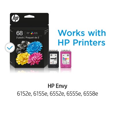 HP 68 Black/Tri-color Standard Yield Ink Cartridges, 2/Pack (6L6S2TN)