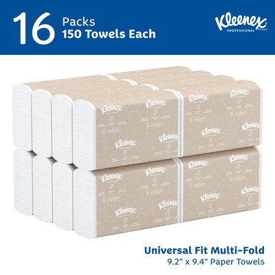 Kleenex Multifold Paper Towels, 1-ply, White, 150 Sheets/Pack, 16 Packs/Carton (01890)